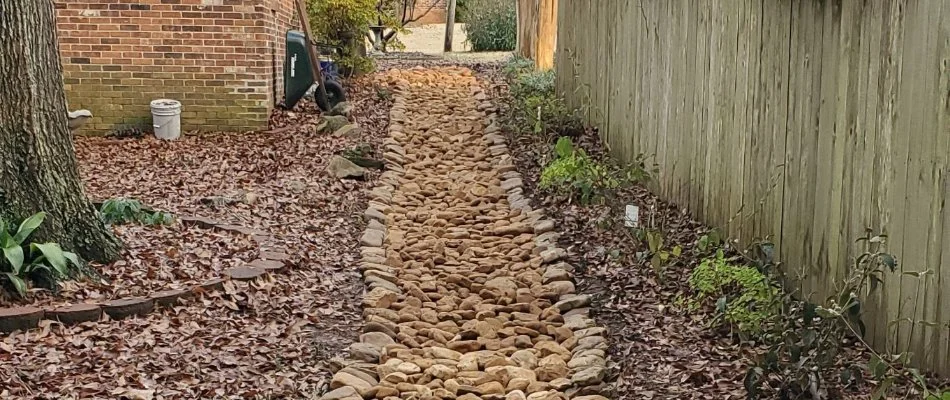 Dry creek bed on a property in Huntsville, AL.