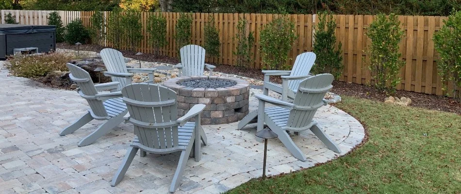 Outdoor space in Triana, AL, with patio and fire pit.