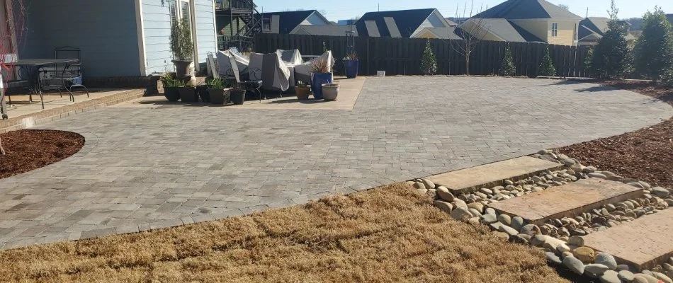 Patio and outdoor steps on a residential property.